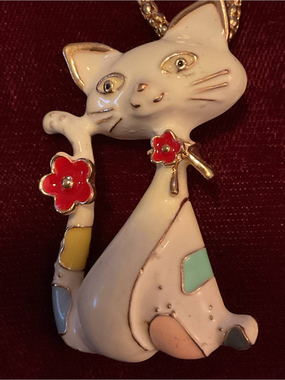 NEW Betsey Johnson Gold-Tone Chain Cat Necklace with Pink Leopard Tag - Picture 3 of 7